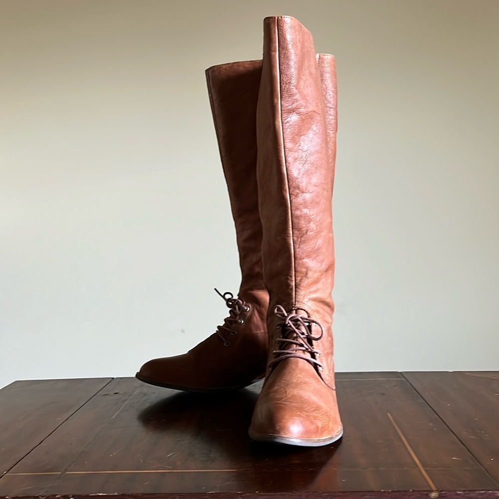 Almost New in Box - J. SHOES - Chariot Knee High Boots in Cognac - Size 9